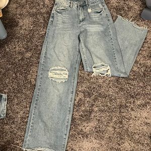light wash ripped mom jeans
